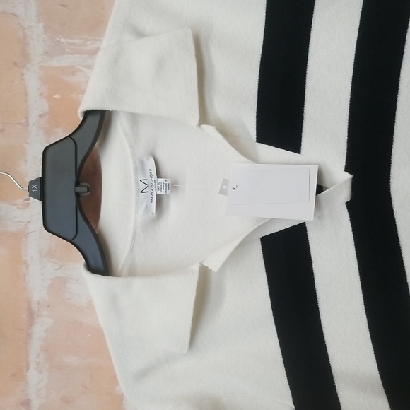 Magaschoni Black and White Striped Sweater - Picture 2 of 9